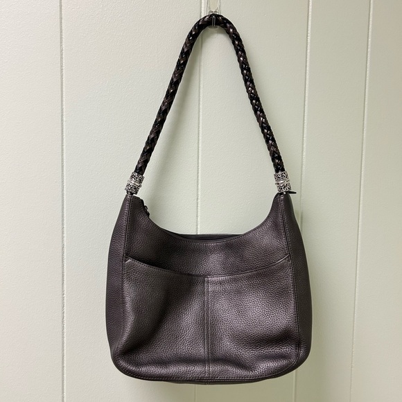 Brighton Barbados Handbag Pewter Pebbled Shoulder Bag - Picture 2 of 6